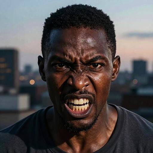 Intense Portrait of Angry African Man
