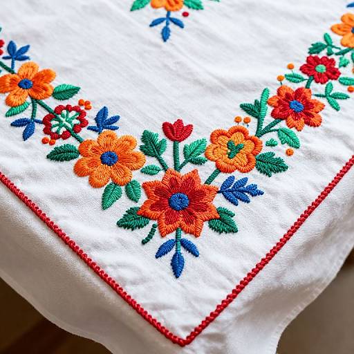 Vibrant Embroidered Floral Tablecloth