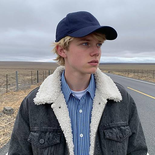 Young Man on a Deserted Rural Road