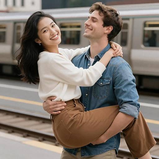Joyful Urban Couple in Daylight