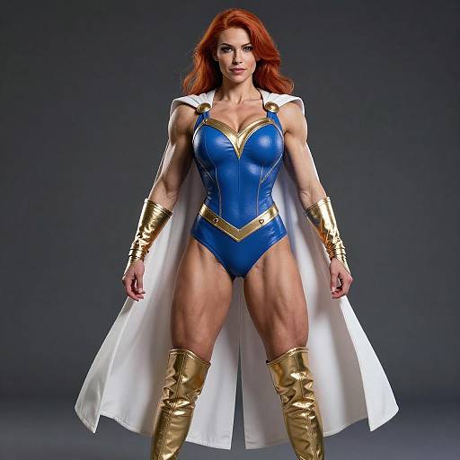 Muscular Red-Haired Superheroine Art