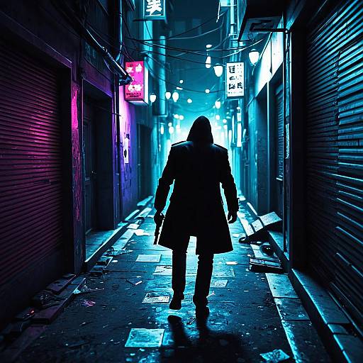 Assassin in Neon-Lit Alley
