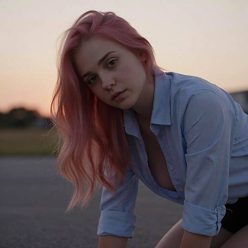 Dreamy Chillwave Girl in Golden Hour