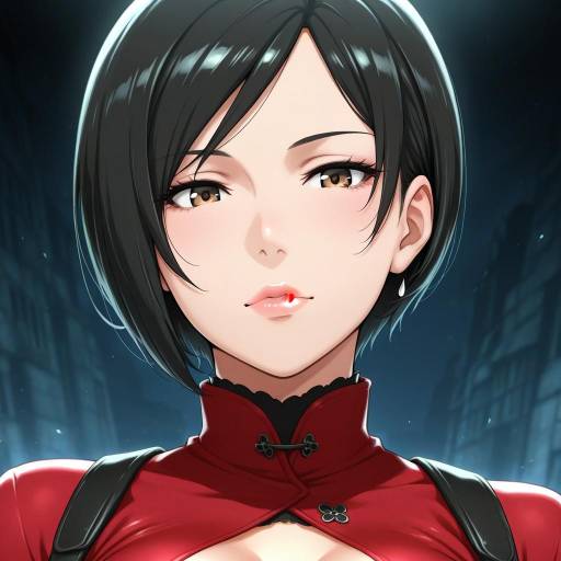 Illustration of Ada wong, resident evil in the style of Kiikii (kitsukedokoro)