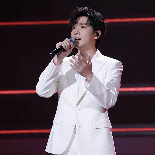 Male Singer in White Suit Portrait