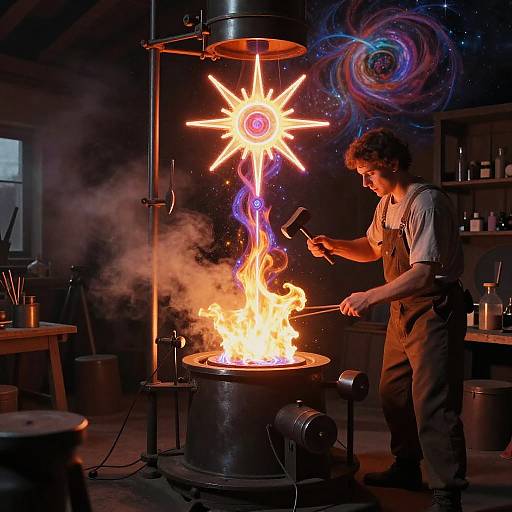 Neon Celestial Forge of William Blake