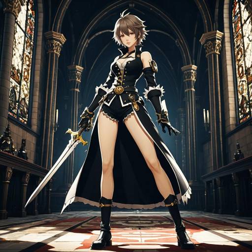 Fantasy Anime Warrior Girl with Sword