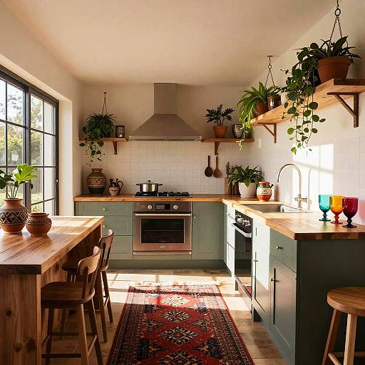 Sunlit Bohemian Kitchen with Artisan Decor