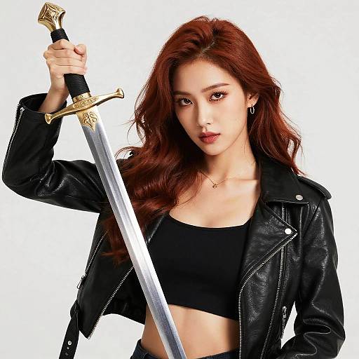 Confident Woman Holding Sword