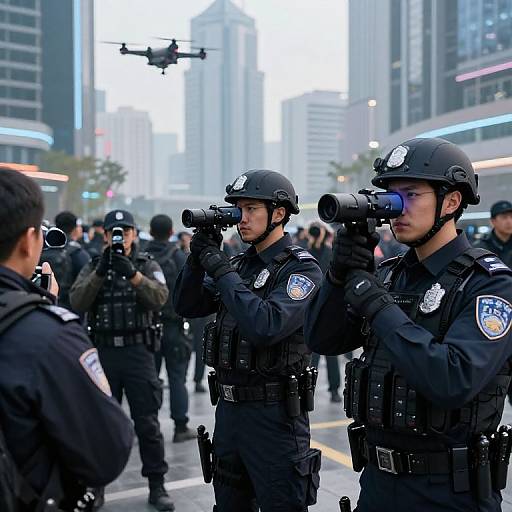 Futuristic AI Police Surveillance Scene