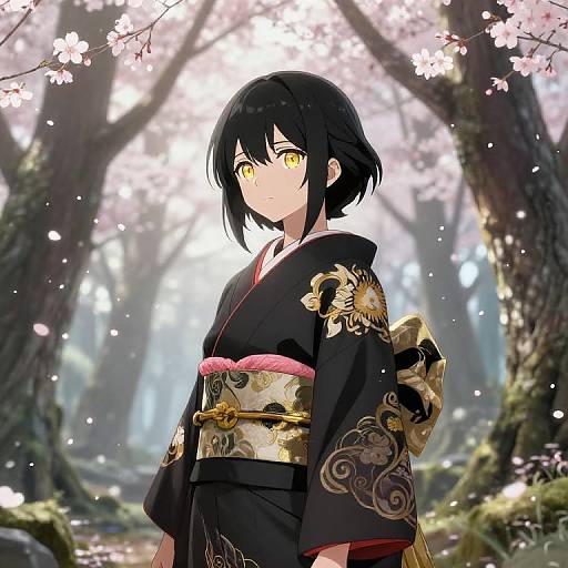 Anime Girl in Mystical Forest