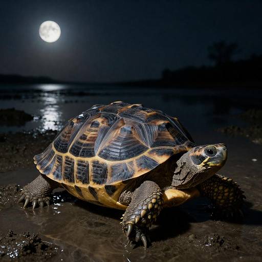 Moonlit Chiaroscuro Photorealistic Stargazer Tortoise Portrait