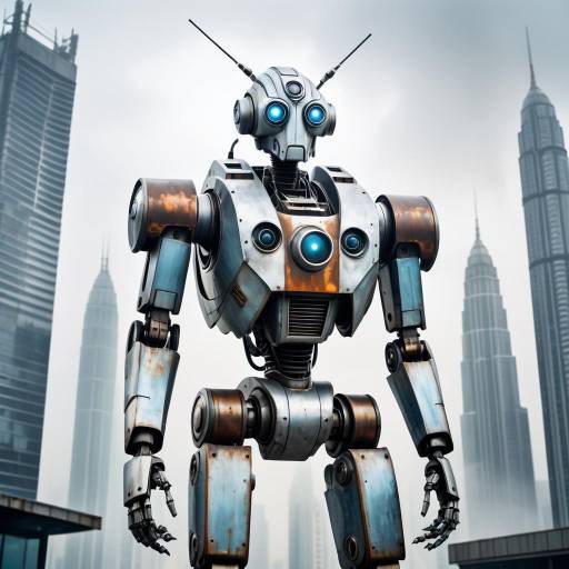 Futuristic Robot in Urban Cityscape