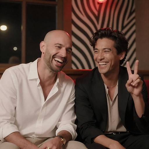 Joyful Moments: Two Friends in Red Light