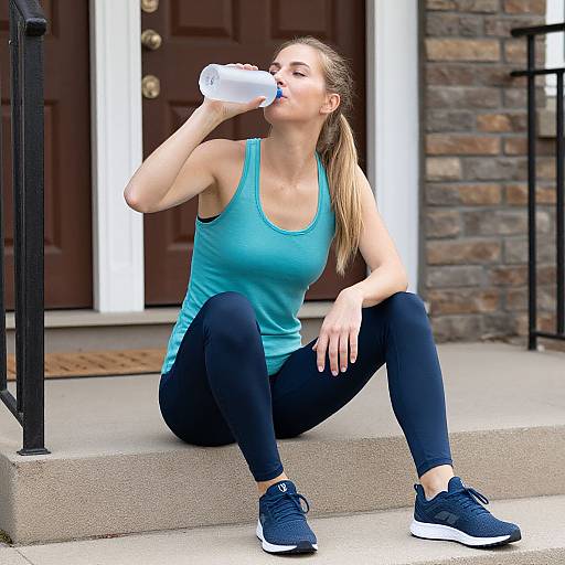 Woman Rehydrating After Exercise