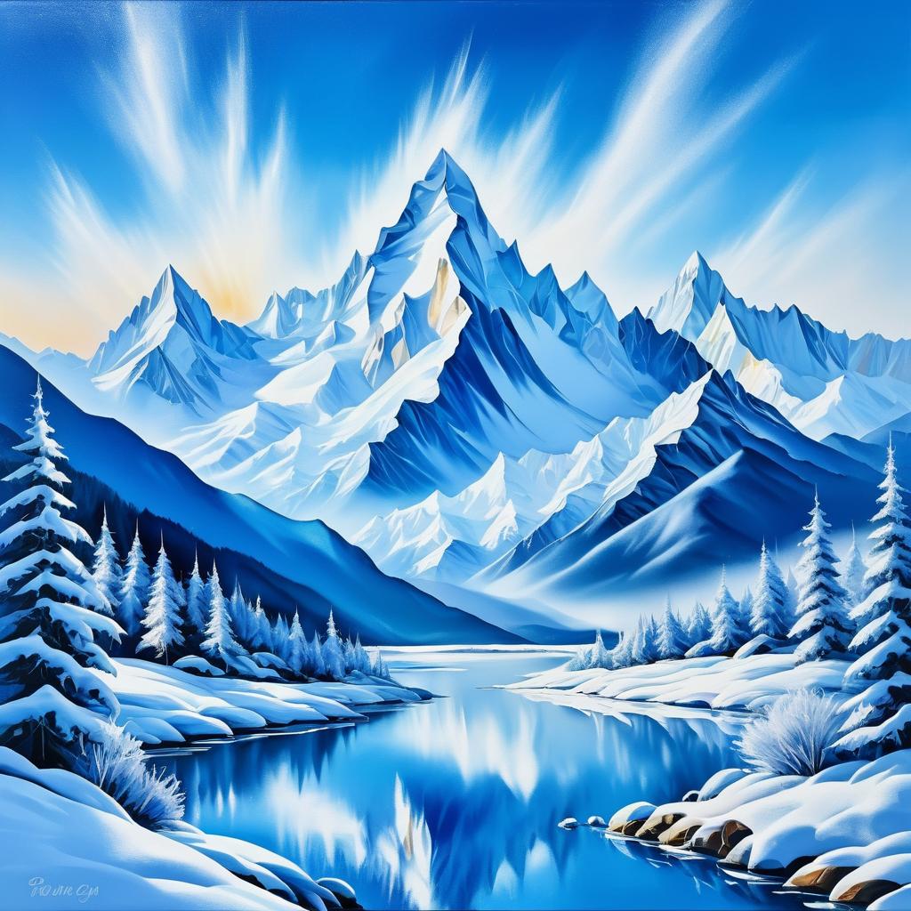 Enchanting Snowy Mountain Landscape Art