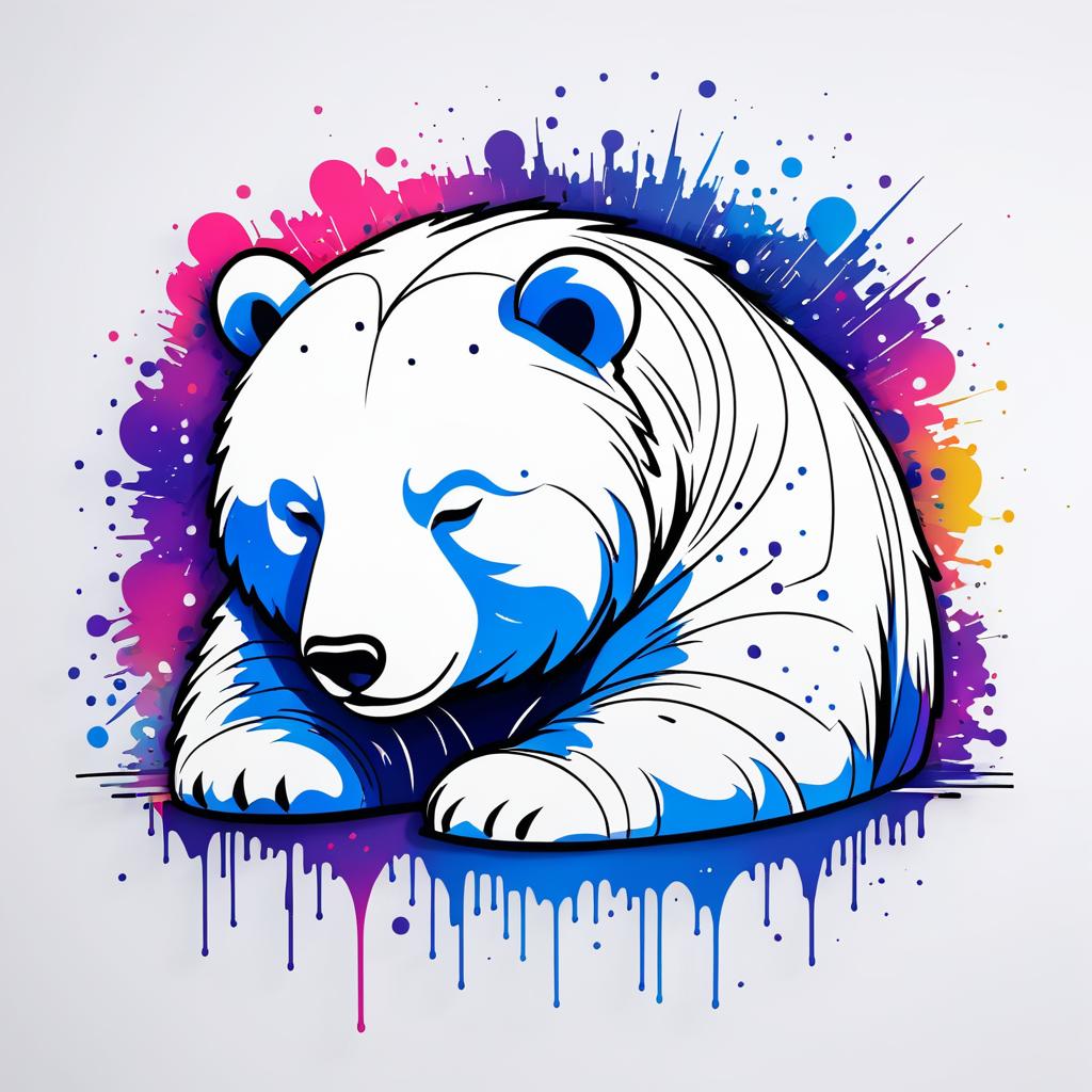 Graffiti-Inspired Sleeping Bear T-Shirt Art