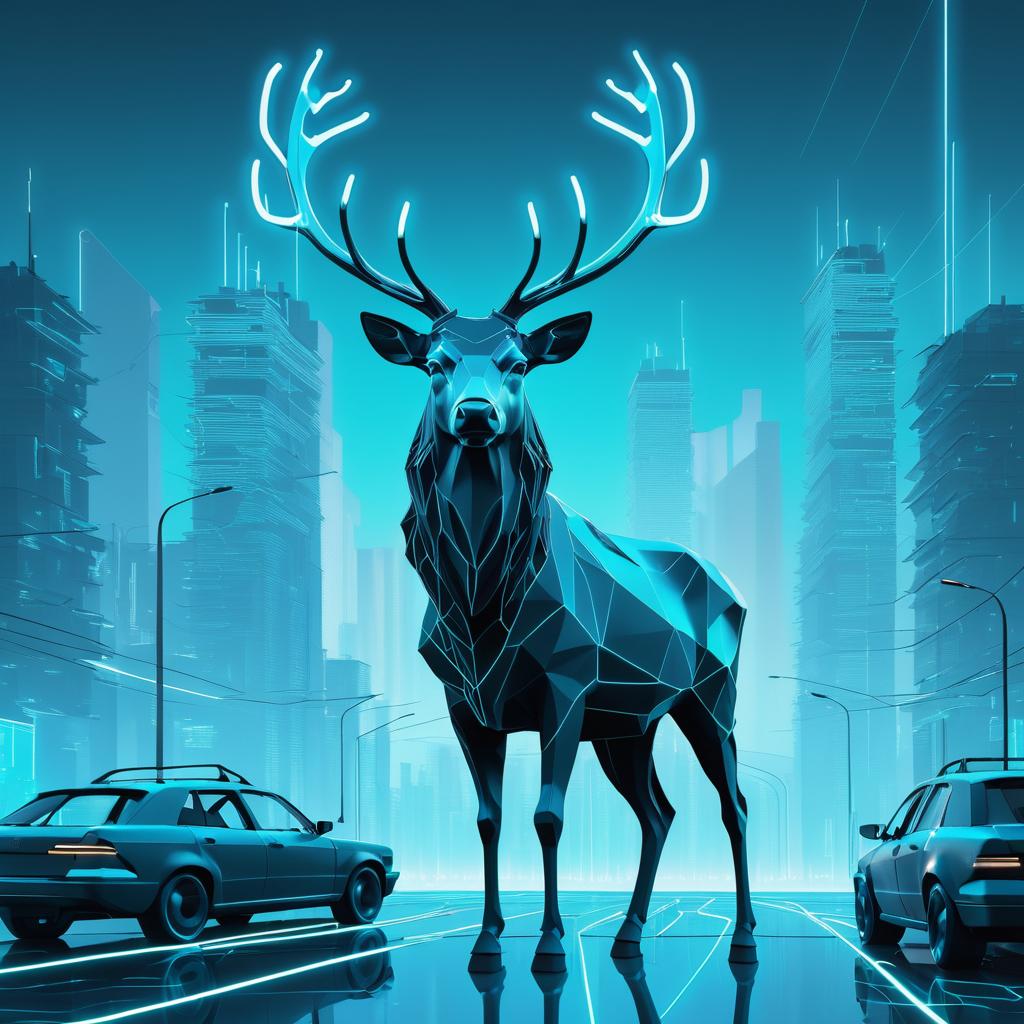 Dystopian Stag Portrait with Wiring