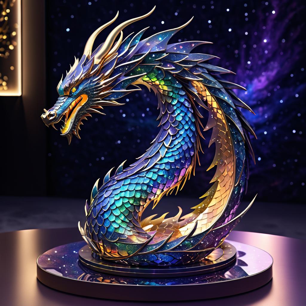 Enchanted 3D Dragon Sculpture in Space