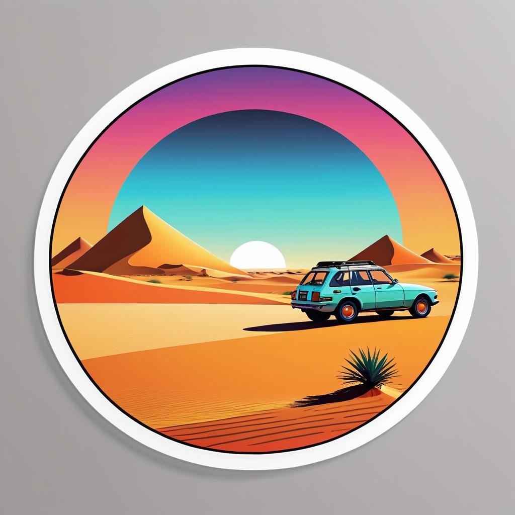 Colorful Retro Sahara Sticker Design