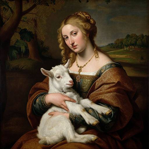 Italian Renaissance Woman with Baby Goat