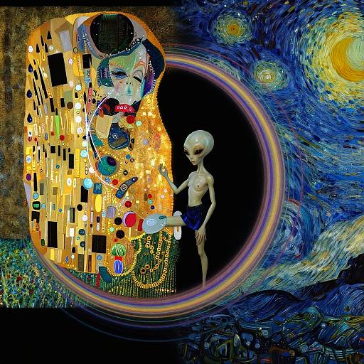 Young Alien Musician in Fibonacci Spiral