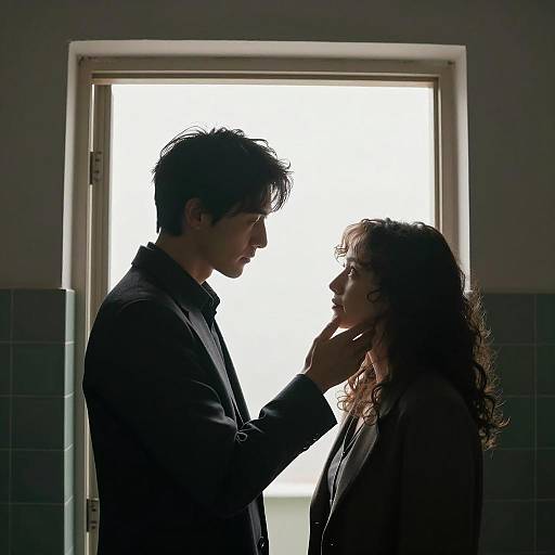 Intimate Moment in Dim Doorway