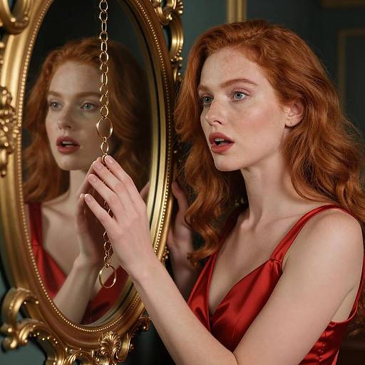 Red Dress Reflection: A Captivating Portrait