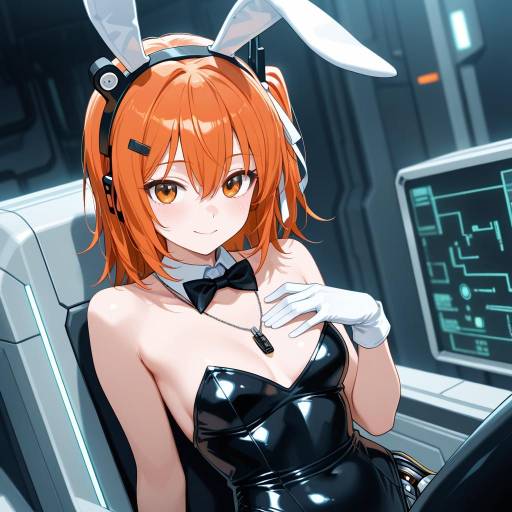 Futuristic Android Girl with Orange Hair