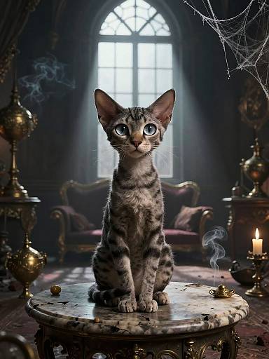 Gothic Spooky Cat in Parlor