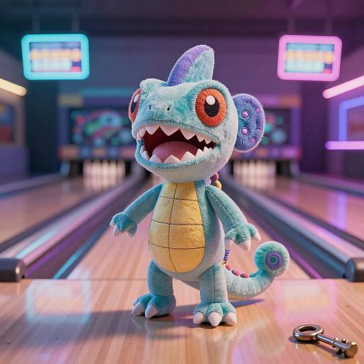 Chameleon Plush in Neon Bowling Alley