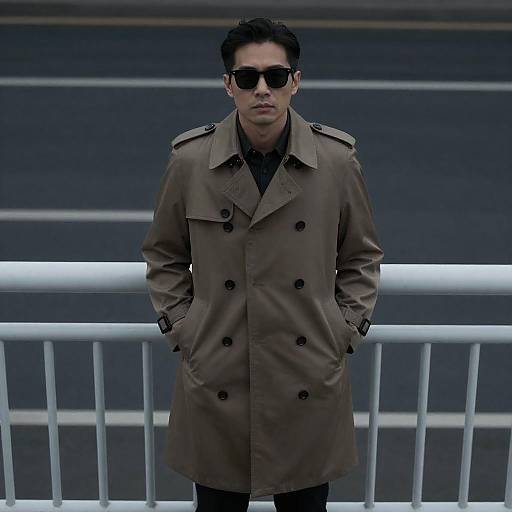 Mysterious Man on Overpass at Dusk