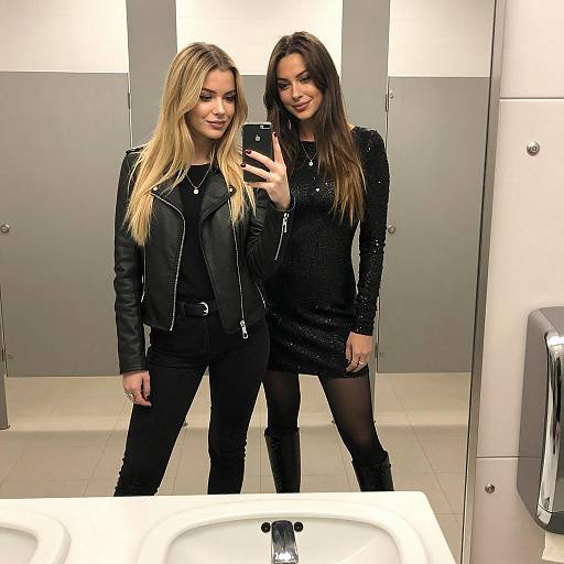 Candid Bathroom Selfie of Two Friends