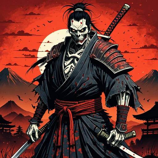 Undead Samurai in Corpse Bride Style