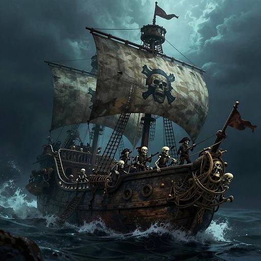 Gloomy Underwater Pirate Ship Scene