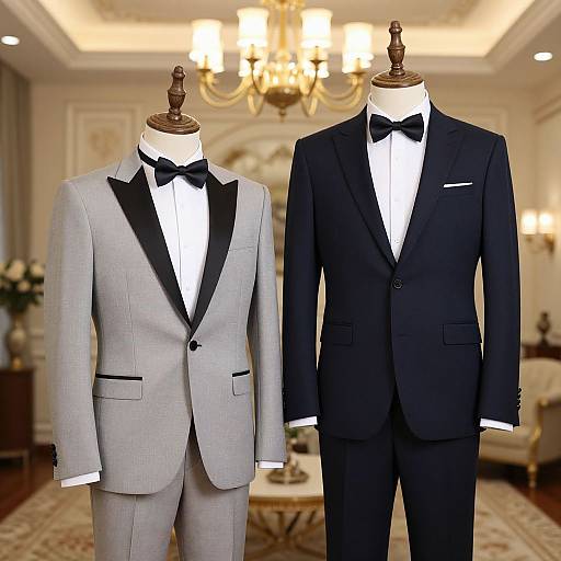 Man in Suit with Chandelier