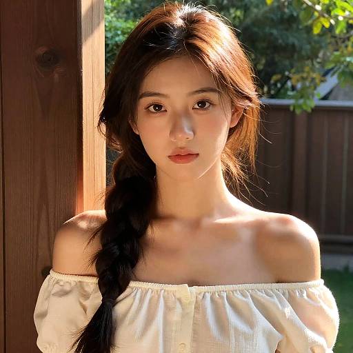 Sunlit Portrait of a Young Woman