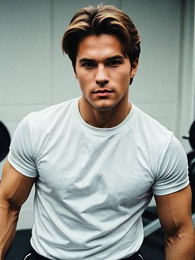 Man in White Shirt at Gym