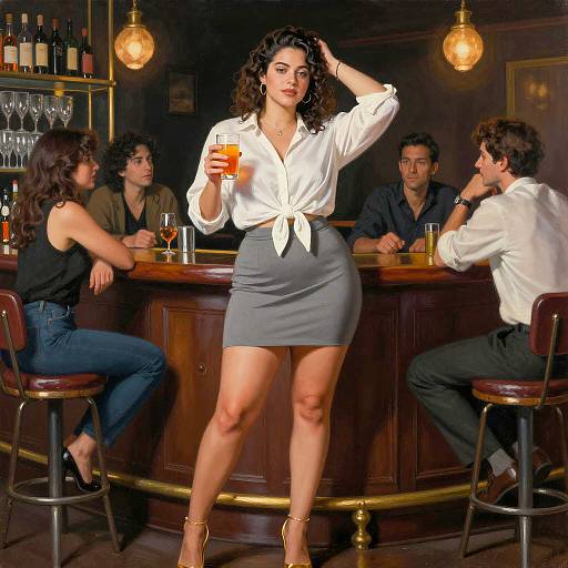 Elegant Evening at a Dimly Lit Bar