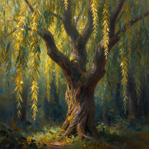 Mystical Ancient Willow in Enchanted Forest