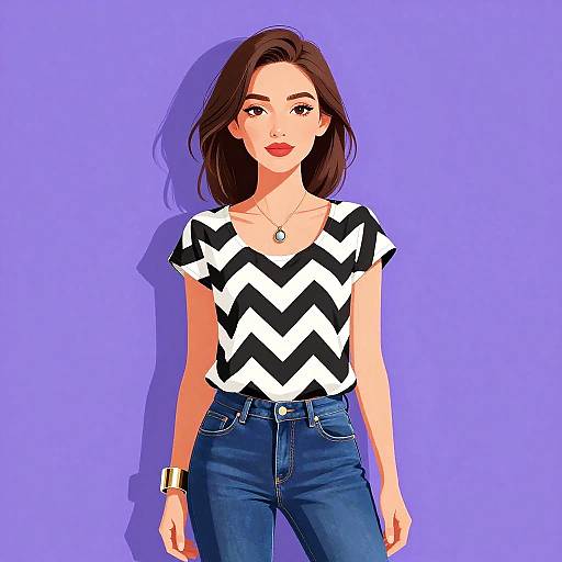 Casual Woman in Striped Blouse