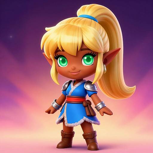 Retro Dark-Skinned Elf Portrait