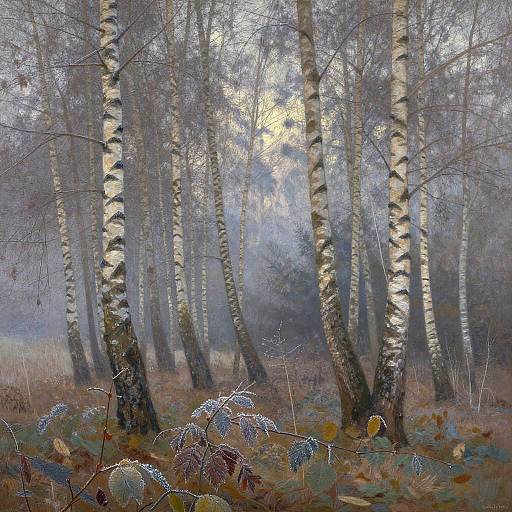 Impressionist Birch Glade at Dawn
