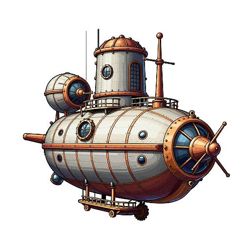 Steampunk Airship Dock Vector Art