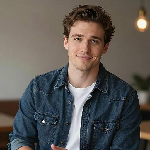 Smiling Man in Denim Shirt Portrait