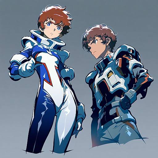 Illustration of Amuro ray, gundam in the style of Ichi (ichikai)