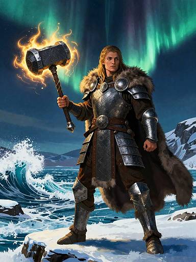 Ancient Barbarian Queen on Icy Fjord