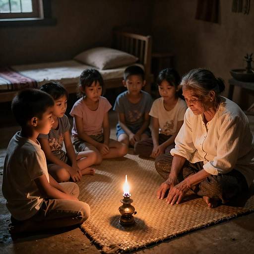 Warm Gathering in Rustic Room