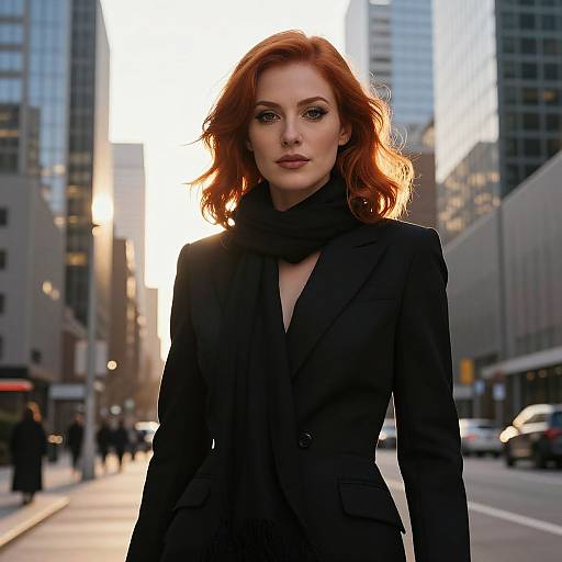 Confident Redhead in Urban Sunlight