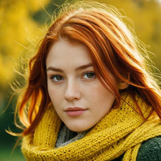Young Red-Haired Woman in Yellow Scarf